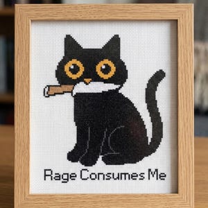 Funny Black Cat Cross Stitch Pattern, Sarcastic Quote Needlepoint (Instant Download) image 2