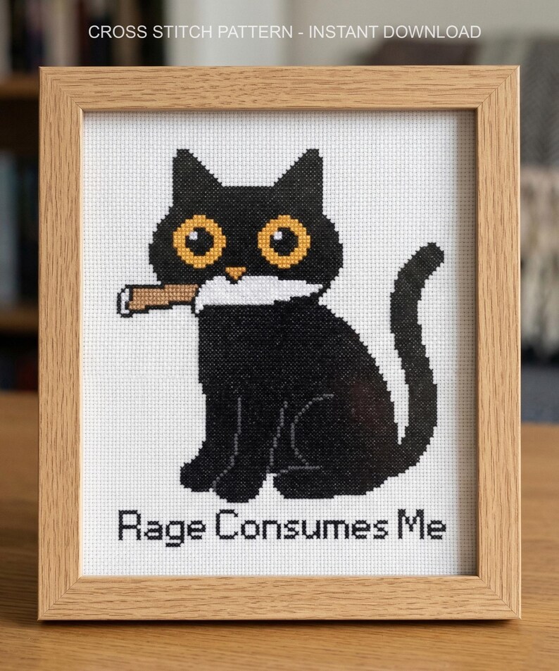 Funny Black Cat Cross Stitch Pattern, Sarcastic Quote Needlepoint (Instant Download) image 2
