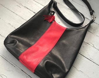 OVERSIZED HOBO | large leather bag, leather hobo bag with zipper, customizable crossbody hobo bag, zippered purse, leather hobo handbag