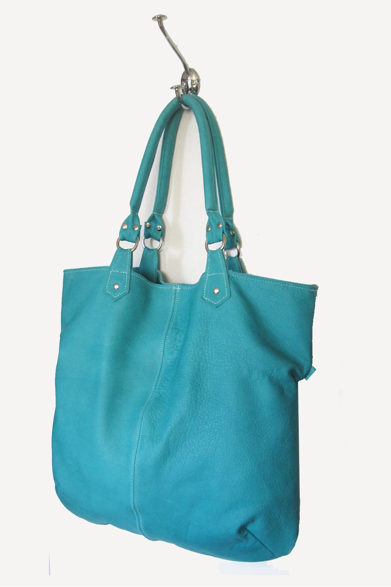 ROPE HANDLE TOTE Large leather tote bag with zipper Etsy