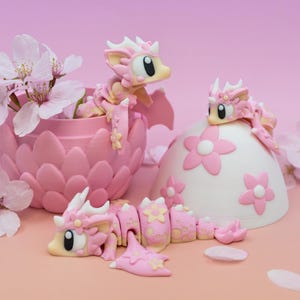Articulated Cherry Blossom Dragon Fidget Toy for Kids and Adults, 3d Printed Pocket Animal, Mini Flexi Stim Tool, ADHD Desk or Worry Pet