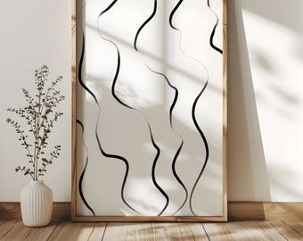 19 - Wavy Lines Marble Minimalist Abstract Digital Art Print