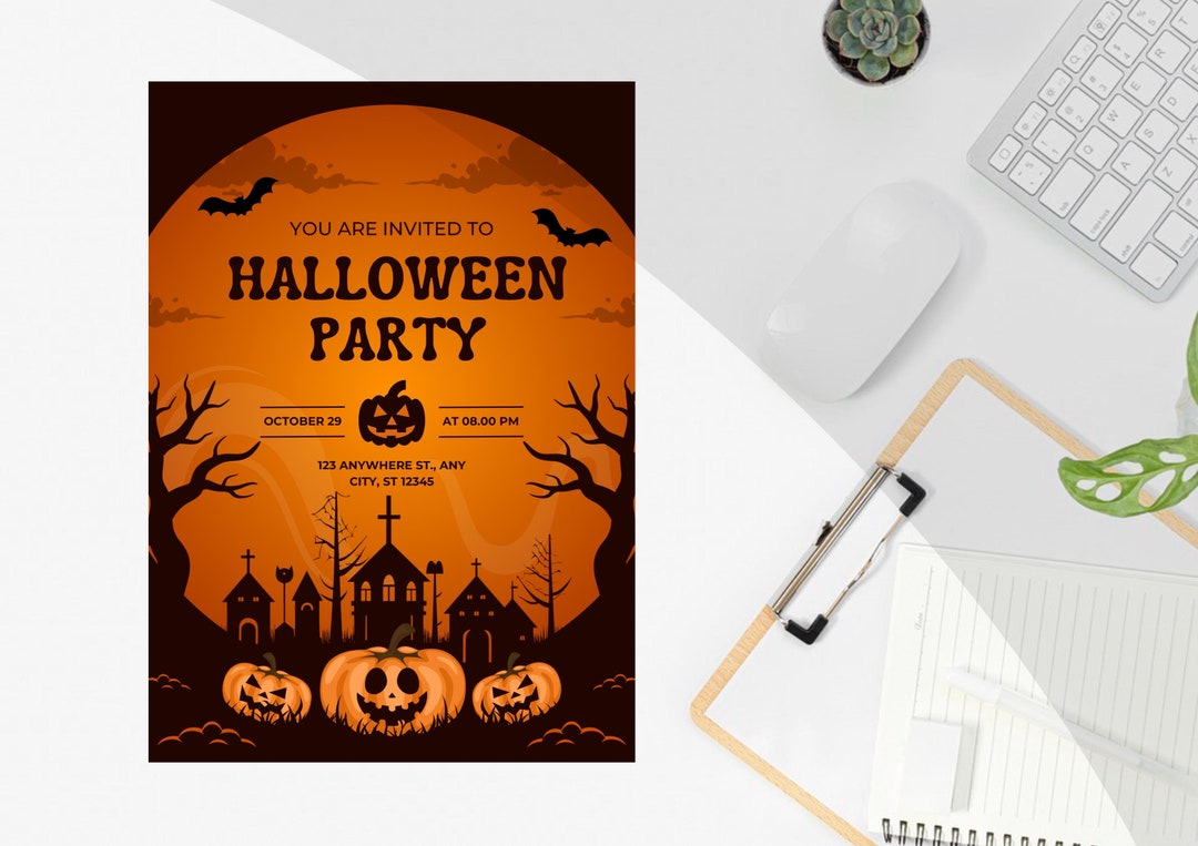Printable Custom Halloween Party Poster, Personalise, Make Changes ...
