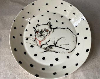 Pug and polka dots bowl