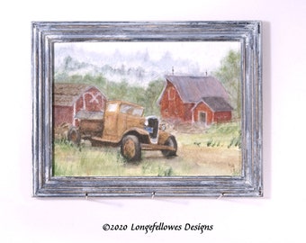 No. 53 Jalopy Truck - Miniature Dollhouse Painting in 1:12 Scale
