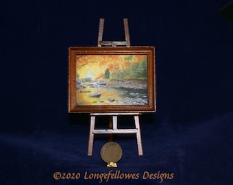 No. 45 Bright River - Miniature Dollhouse Painting in 1:12 Scale
