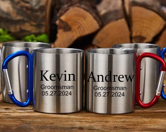 Personalisierter Karabiener Lagerfeuer Becher - Lagerbecher, Outdoor, Camper Geschenk, Abenteuer, Berge, Becher, Camping, Outdoor-Liebhaber Geschenk, Paar Geschenk