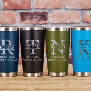 Personalized Tumbler for Him, Engraved Tumbler, Custom Tumbler for Men, Groomsmen Tumbler, Anniversary Gift, Travel Mug, Gifts for Christmas