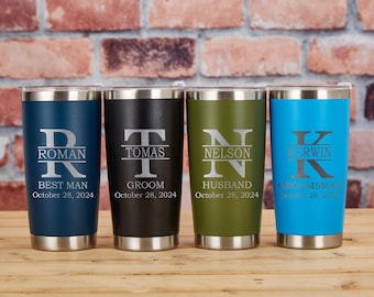 Personalized Tumbler for Him, Engraved Tumbler, Custom Tumbler for Men, Groomsmen Tumbler, Anniversary Gift, Travel Mug, Gifts for Christmas