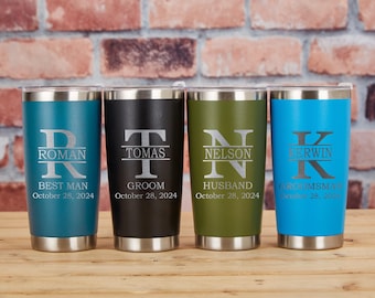 Personalized Tumbler for Him, Engraved Tumbler, Custom Tumbler for Men, Groomsmen Tumbler, Anniversary Gift, Travel Mug, Gifts for Christmas