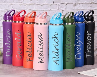 Personalized Name Water Bottle, Engraved Water Bottles With Straw, Insulated Water Bottle, Sports Water Bottle, Christmas Gift For Him/Her