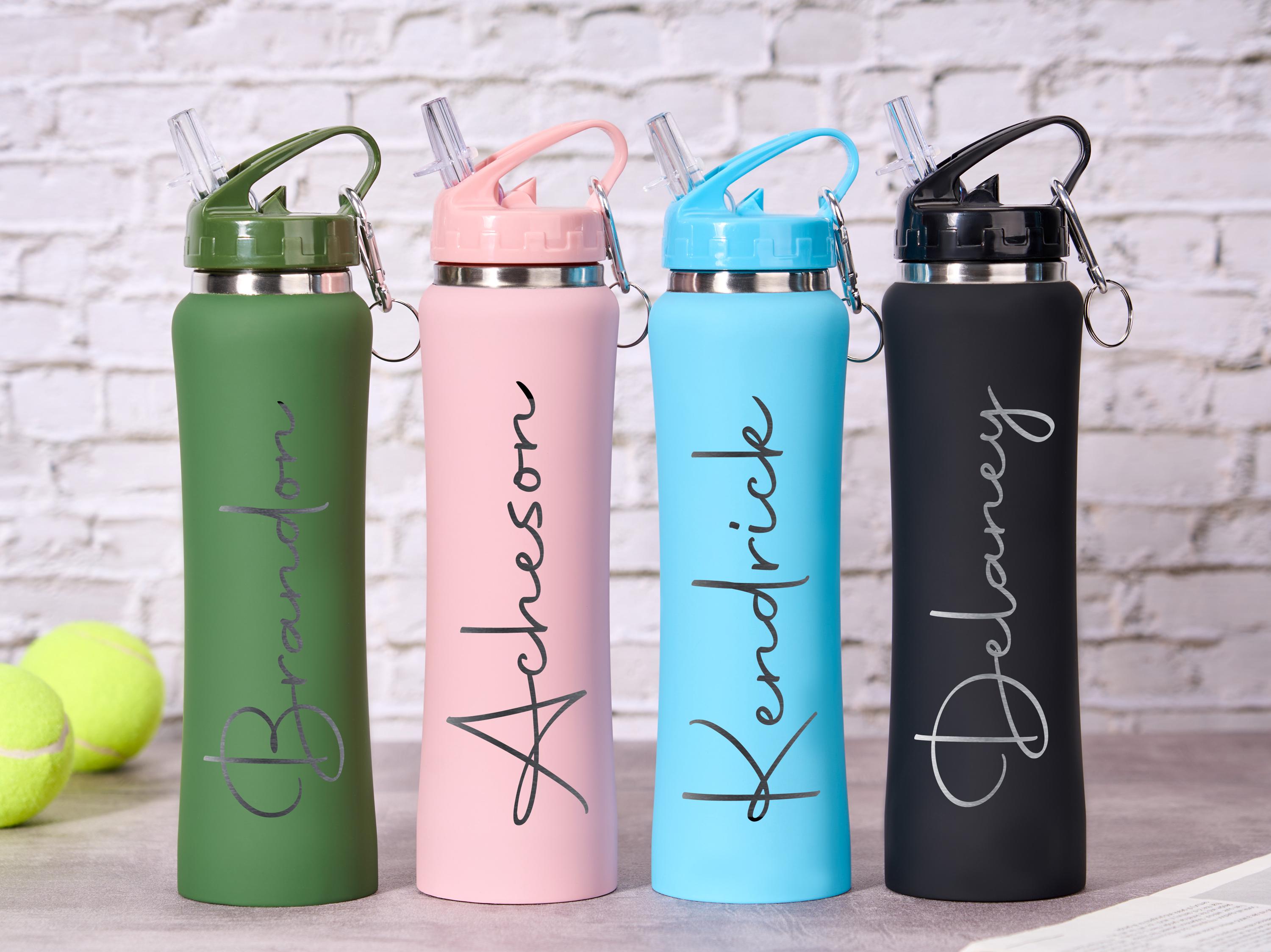 Personalized Stainless Steel Water Bottle - Custom Name Engraved, 12oz Vacuum Insulated With Straw Lid