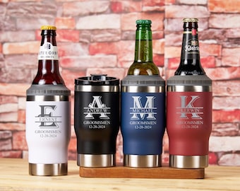 Personalized Can Cooler Tumbler-Engraved Can Cooler,Custom Tumblers for Groomsmen,Beer Can Holder,Best Man Gift,Usher Gift,Bachelor Gift