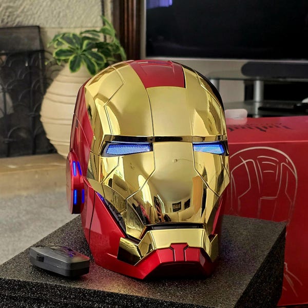Ironman Mk5 Helmet Shiny Gold - Red