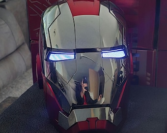 Ironman Mk5 Helmet Shiny Silver - Red