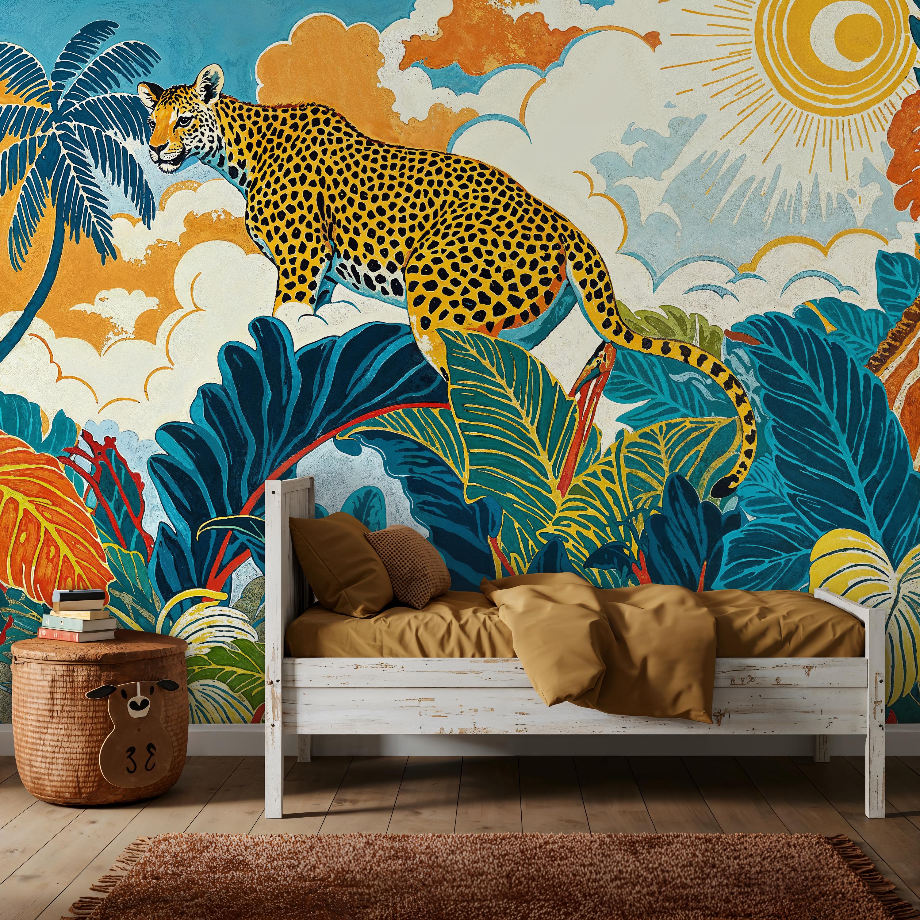 Tropical Jungle Peel and Stick Wallpaper: Safari Animals Wall Mural - Etsy