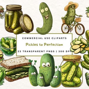 Clipart sottaceti acquerello PNG Clipart carino sottaceto cetriolo Set clipart sottaceti all'aneto Clipart barattolo sottaceti acquerello Clipart a tema sottaceto