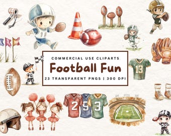 Pacote de imagens de futebol: imagens de futebol em aquarela, jogador de futebol em PNG, imagens de futebol para sublimação, imagens de futebol digital para o dia do jogo, arte de futebol.