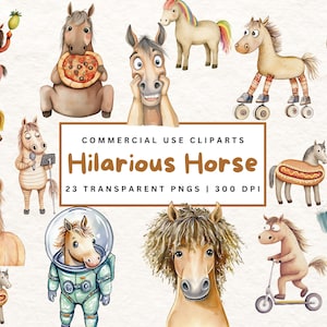 Zabawny koń Clipart Szalony koń Ilustracja Cartoon Farm Animal PNG Cyfrowy scrapbooking Humorystyczny Pobierz Głupi Farm Animal Clipart
