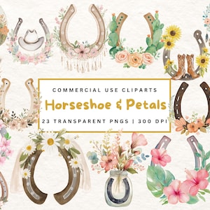 Aquarell Hufeisen Clipart Floral Hufeisen Png Western Clipart Pferde Liebhaber Png Digital Download Cowgirl Clipart Digital Download Pferd