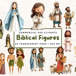 Biblical Characters PNG Clipart Bible Story Illustrations Bible Story Clipart Bundle Digital Religious Art Christian Bible Characters