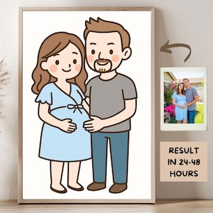 Minimalist Couple Portrait Cute Cartoon Illustration Personalized Print Couple Memory Digital Gift  Personalized Art Custom Portrait