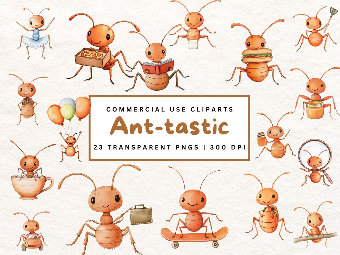 Ant Clipart Bundle Whimsical Insect Art Digital Download PNG Commercial ...