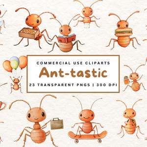 Ant Clipart Bundle Whimsical Insect Art Digital Download PNG Commercial Use Clipart Cartoon Ant Graphics Cute Ant Clipart Nursery Bug Wall