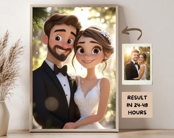Custom Portrait Cartoon Wedding Portrait from Photo 3D Custom Couple Portrait Animated Couple Personalized Couple Custom Cartoon Portrait