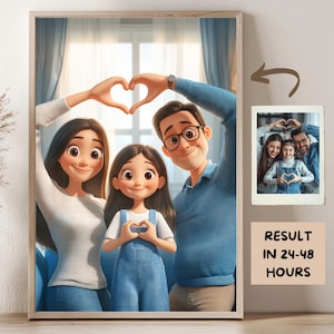 Custom Portrait Cartoon Family 3D Custom Cartoon Portrait From Your Photo  Personalised Family Portrait Custom Cartoon Portrait  Animation