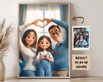 Custom Portrait Cartoon Family 3D Custom Cartoon Portrait From Your Photo  Personalised Family Portrait Custom Cartoon Portrait  Animation