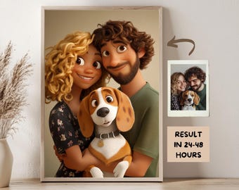 Custom Portrait Cartoon Pet from Photo 3D Personalized Cartoon Pet Portrait Custom Cartoon Pet Portrait Pet Photo Custom Cartoon Portrait