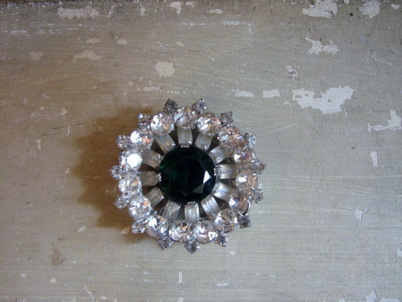 Vintage Brooch with Four Cuts of Rhinestones - image 1