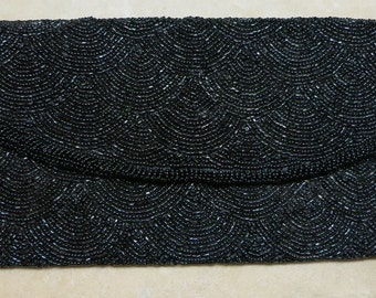 A Black Beaded Evening Clutch