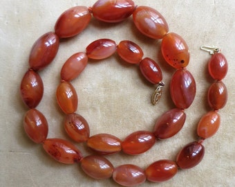 A Rare French Cognac "Poured Glass" Graduated Bead Necklace with 14K Clasp