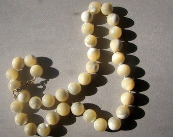 Vintage Milky Opalescent Glass Bead Necklace...Hard to Find...