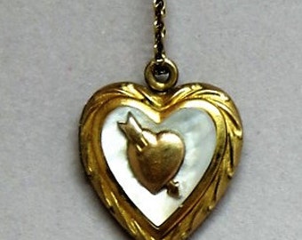 Antique Gold Filled on Silver Heart Locket