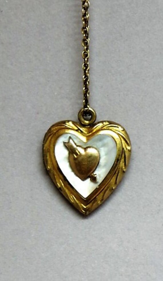 Antique Gold Filled on Silver Heart Locket