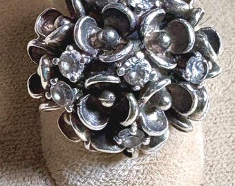 A Sterling Silver and Rhinestone Ring From Turkey...Signed DGS...Size 8