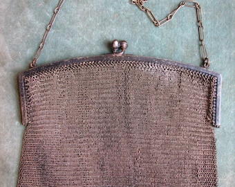 An Antique Metal Chain Link Purse