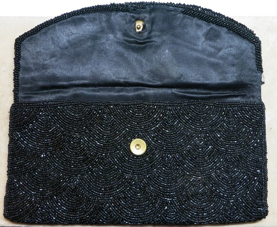 A Black Beaded Evening Clutch - image 5