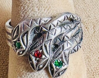 A Vintage 3 Snake Sterling Silver Ring in a Size 7 3/4...