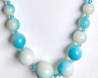 A Vintage Necklace with Graduated Plastic Blue Beads Fading into White...From West Germany