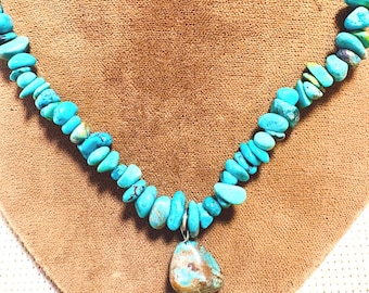 A Vintage Turquoise Choker with a Sterling Silver Clasp