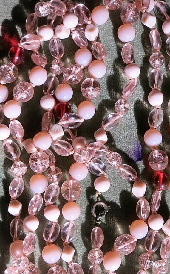 A Long Bead Necklace in Shades of Pale Pinks and … - image 3