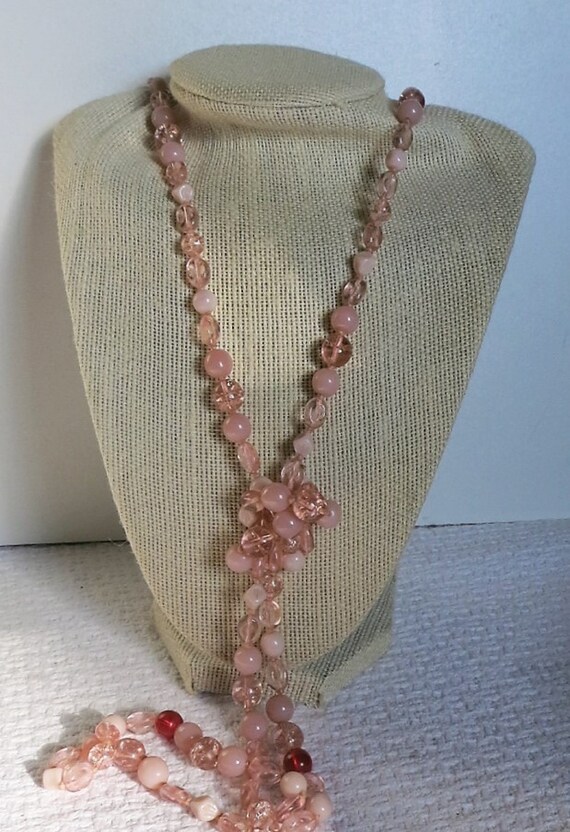A Long Bead Necklace in Shades of Pale Pinks and … - image 1