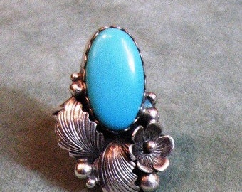 Morningstar Sterling Silver and Turquoise Ring in a  Size 5