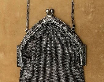 A Sterling Art Deco Chainmail Evening Bag