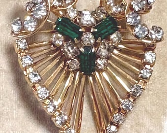 A Vintage M&S 12K Gold Filled Rhinestone Art Deco Style Brooch/Pendant