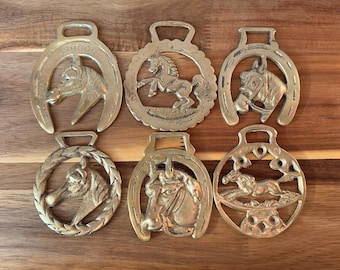 Vintage English Horse Brass Medallions, Traditional Equestrian Martingale Decor